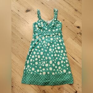 Boden Green and White Polka Dot Sleeveless Dress